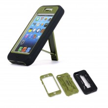 Walleva Green Shock Resistant+Stand Case For iPhone 5